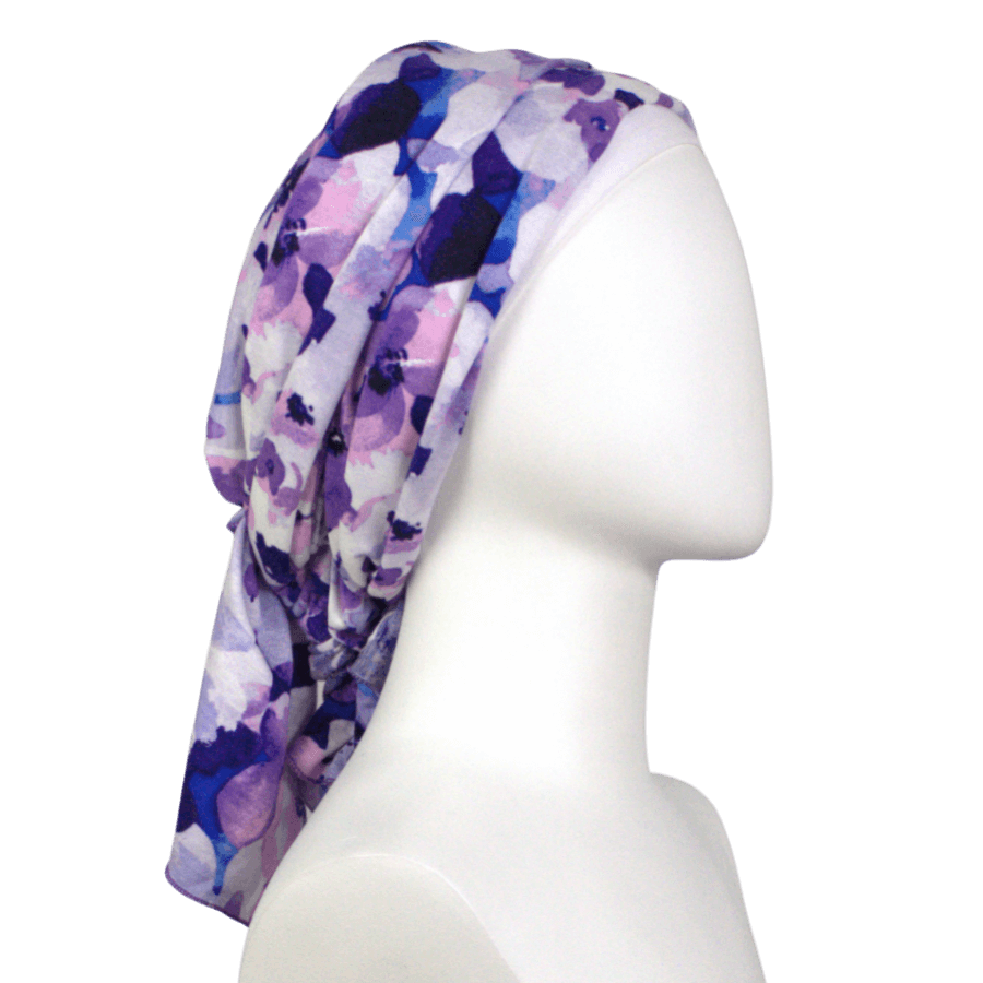 A Breath of Lilac Blossom Patterned Jersey Hijab  - NEW