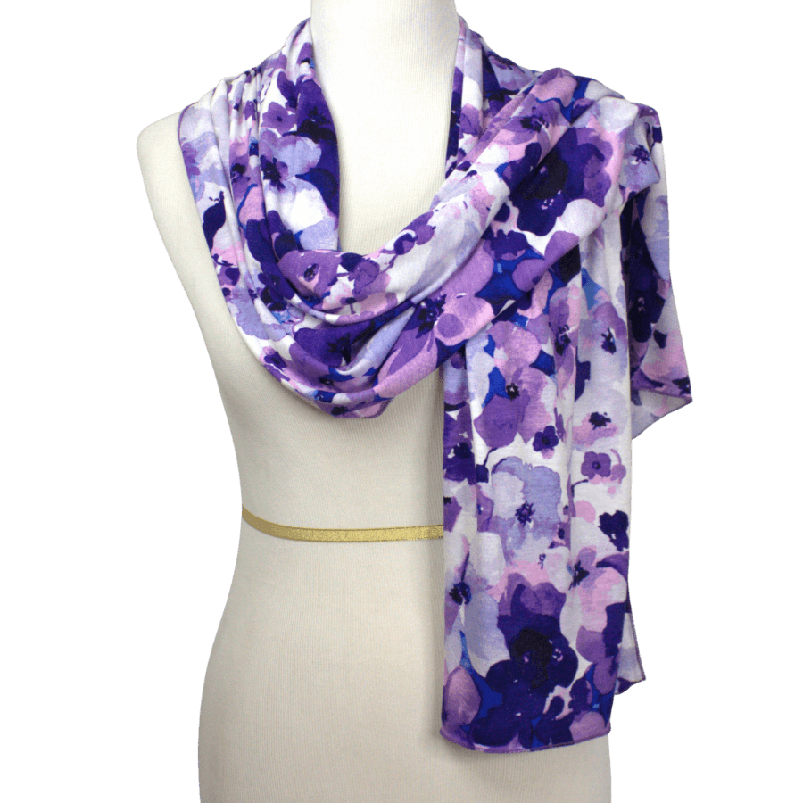 A Breath of Lilac Blossom Patterned Jersey Hijab  - NEW