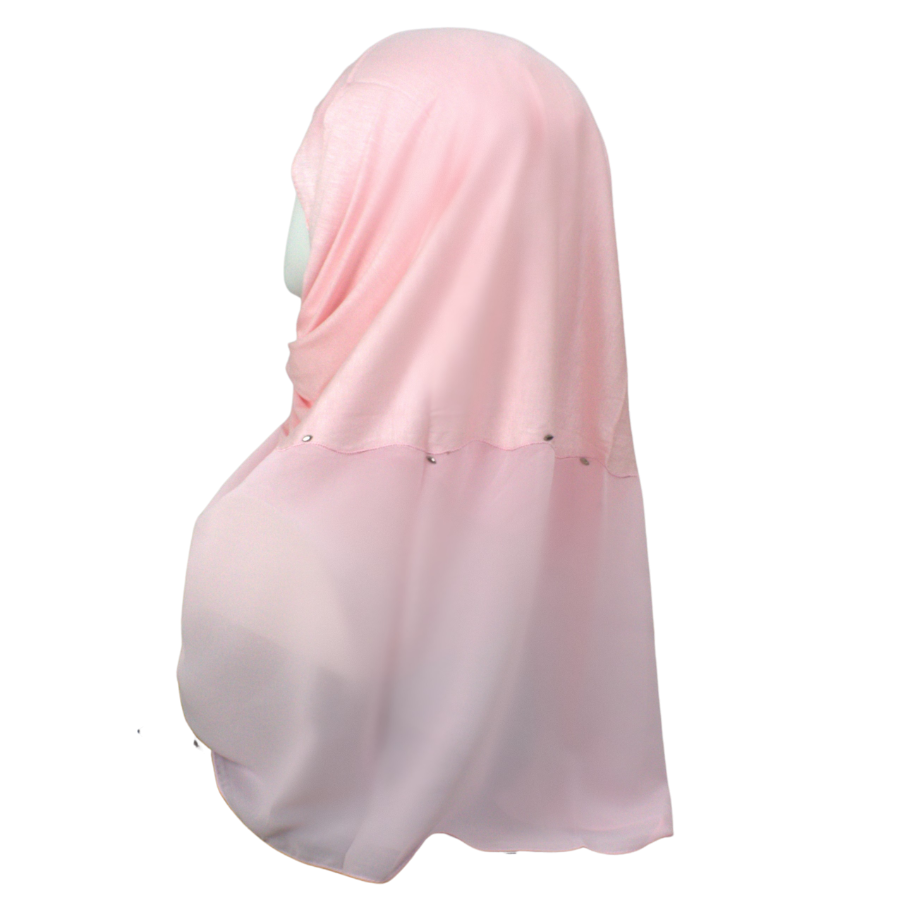 Kuwaiti Double Border Chiffon & Jersey Pink - NEW