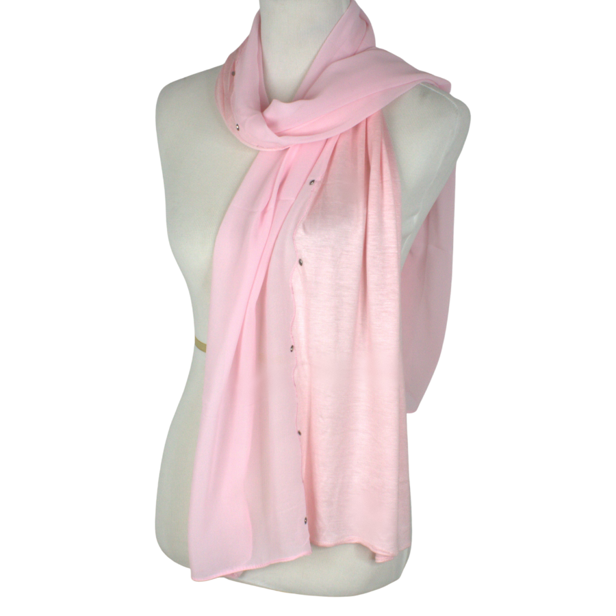 Kuwaiti Double Border Chiffon & Jersey Pink - NEW