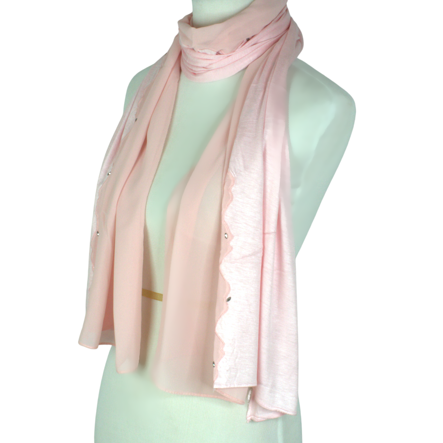 Kuwaiti Double Border Chiffon & Jersey Peach - NEW