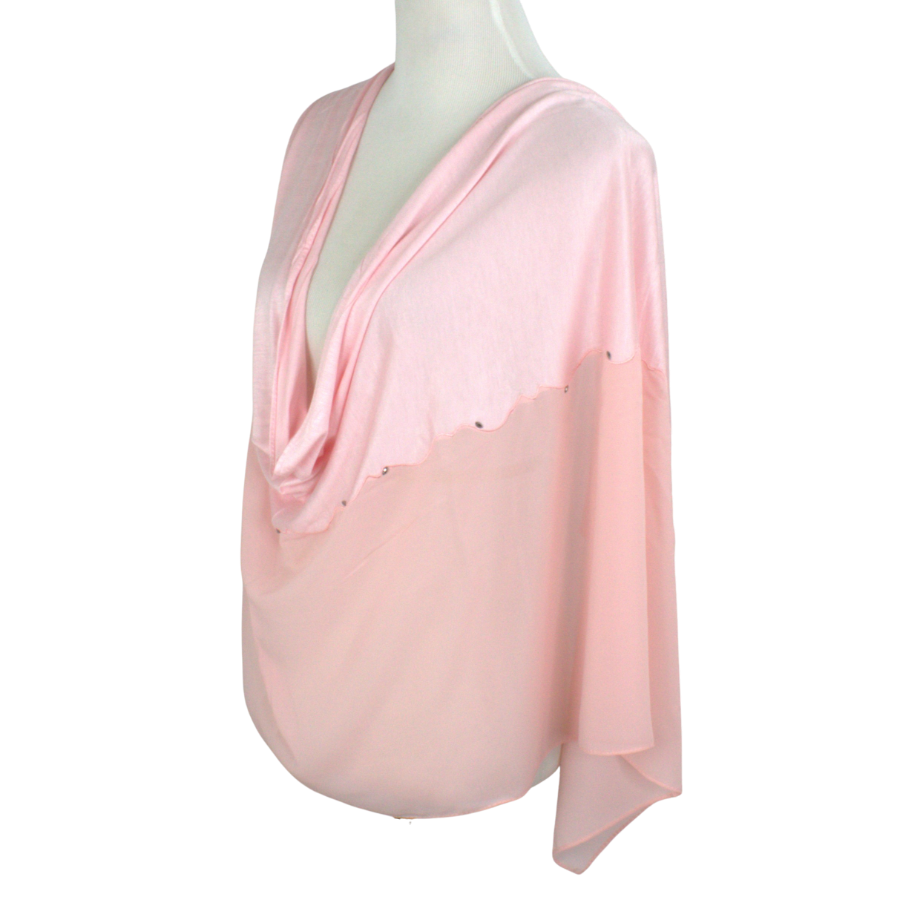 Kuwaiti Double Border Chiffon & Jersey Peach - NEW