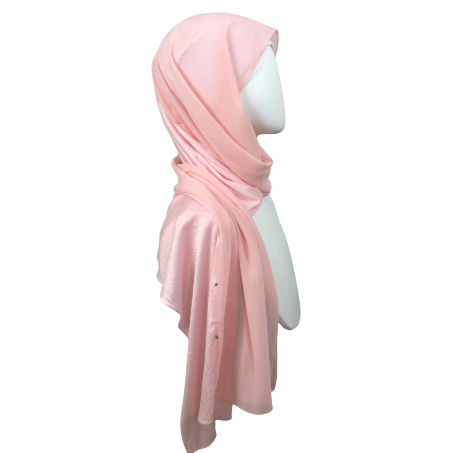 Kuwaiti Double Border Chiffon & Jersey Peach - NEW