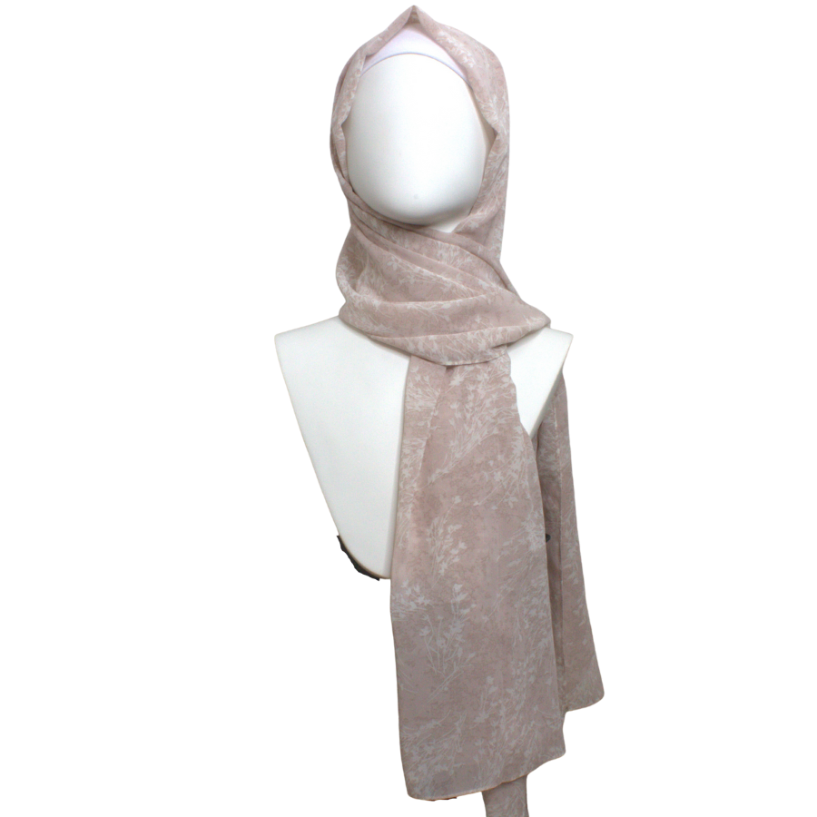 Neutral Brushed Print Chiffon Hijab - NEW