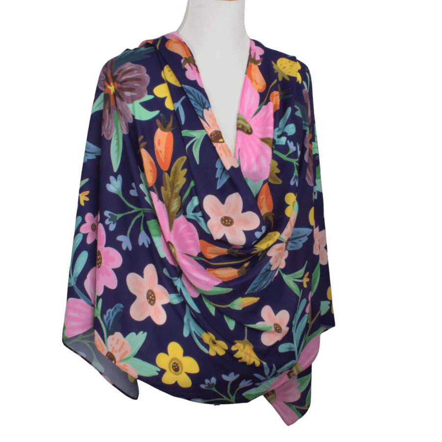 Summer Floral Vibes Soft Crepe Chiffon Hijab - NEW