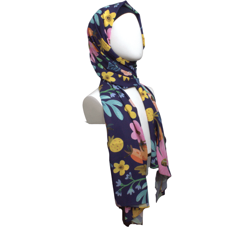 Summer Floral Vibes Soft Crepe Chiffon Hijab - NEW