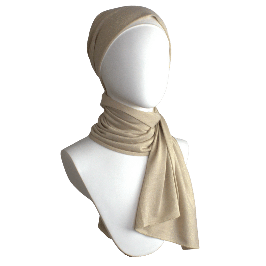 Golden Beige Shimmer Jersey Hijab