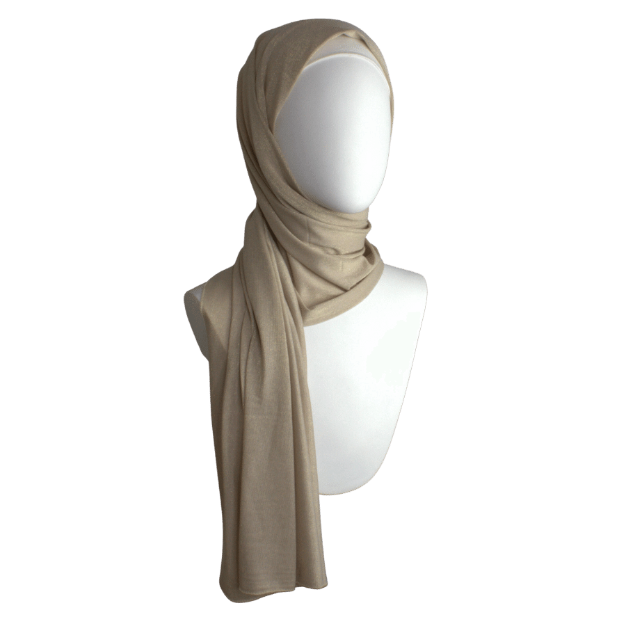 Golden Beige Shimmer Jersey Hijab