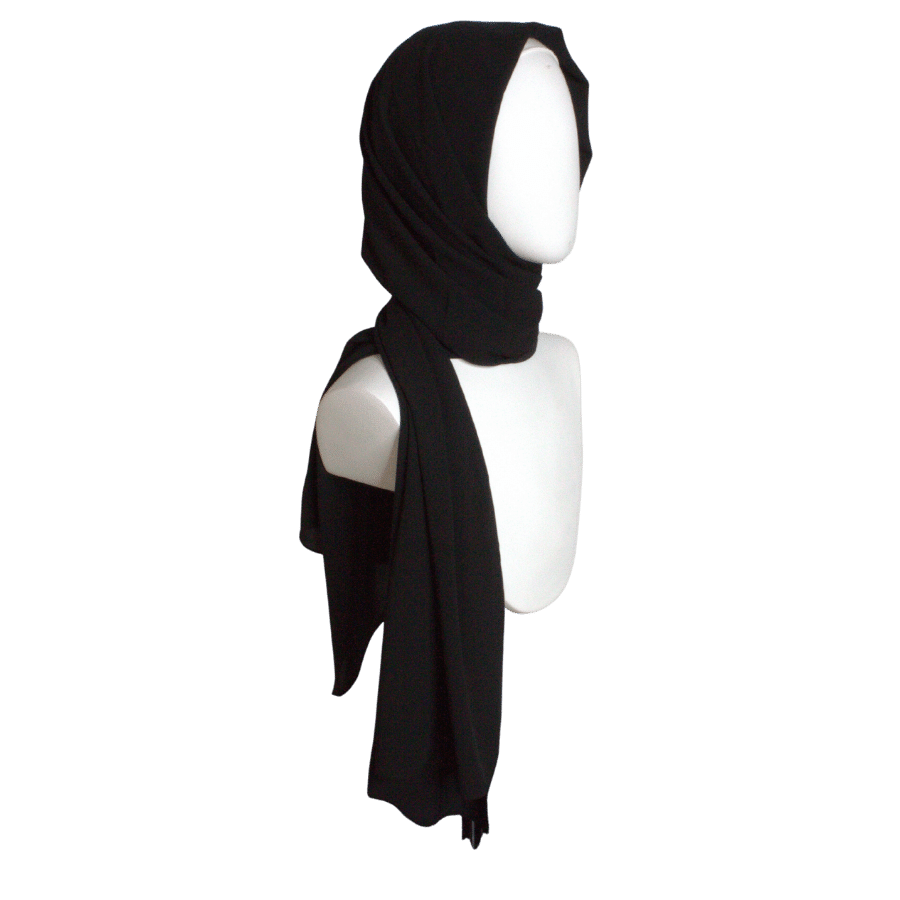 High-end black chiffon hijab scarf | Maxi black chiffon hijab | Lina Zibdeh