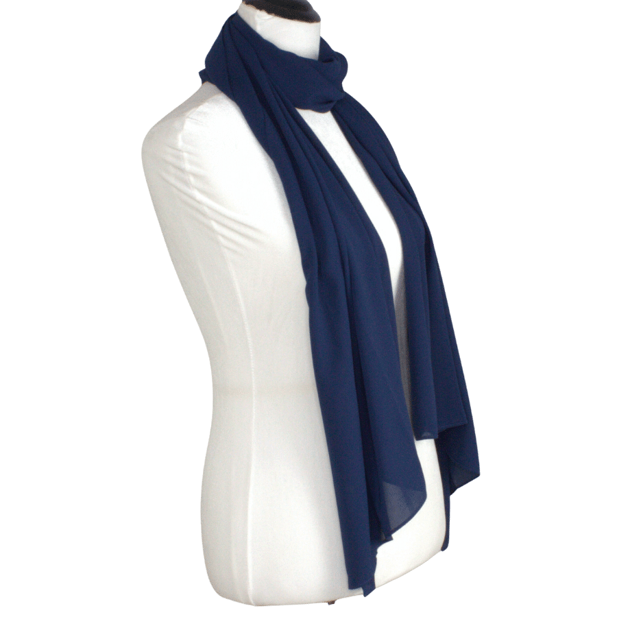 Premium chiffon Navy Blue hijab scarf | Maxi dark blue chiffon hijab | Lina Zibdeh