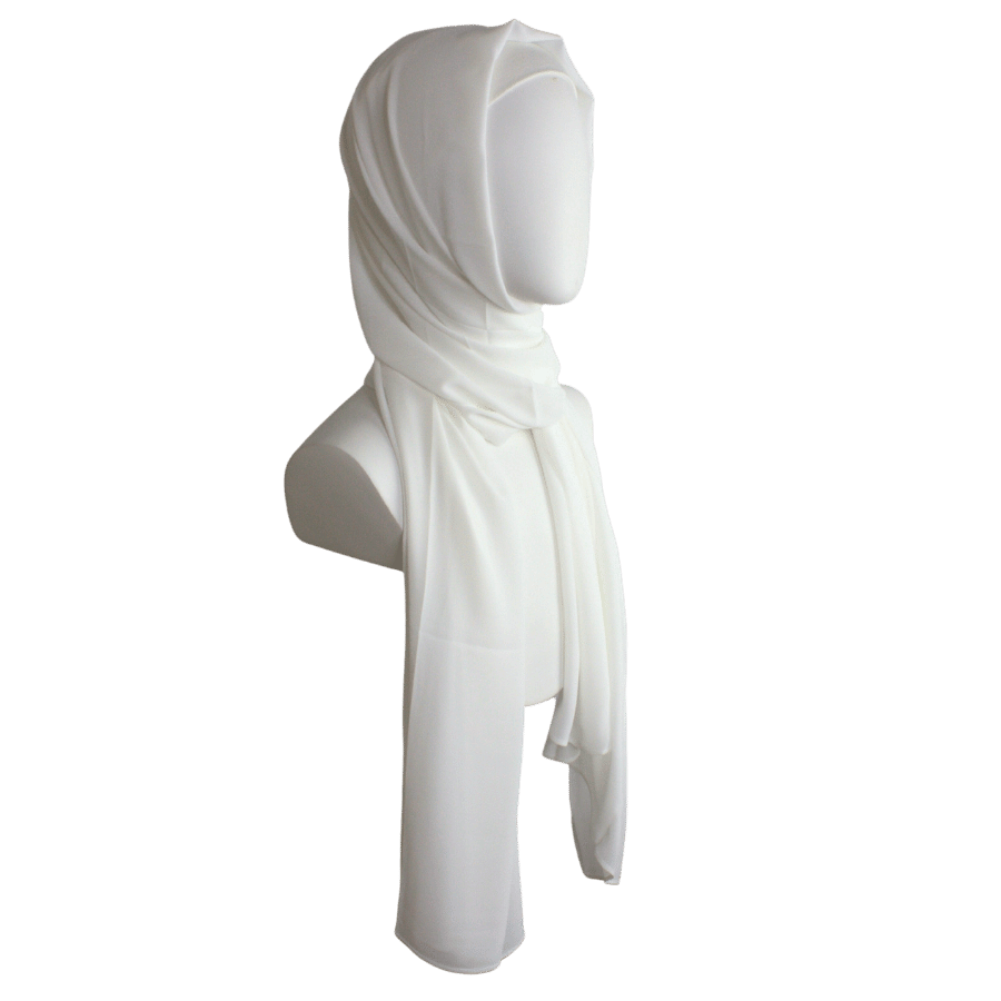 High-end off-white  chiffon hijab scarf | Maxi cream chiffon hijab | Lina Zibdeh