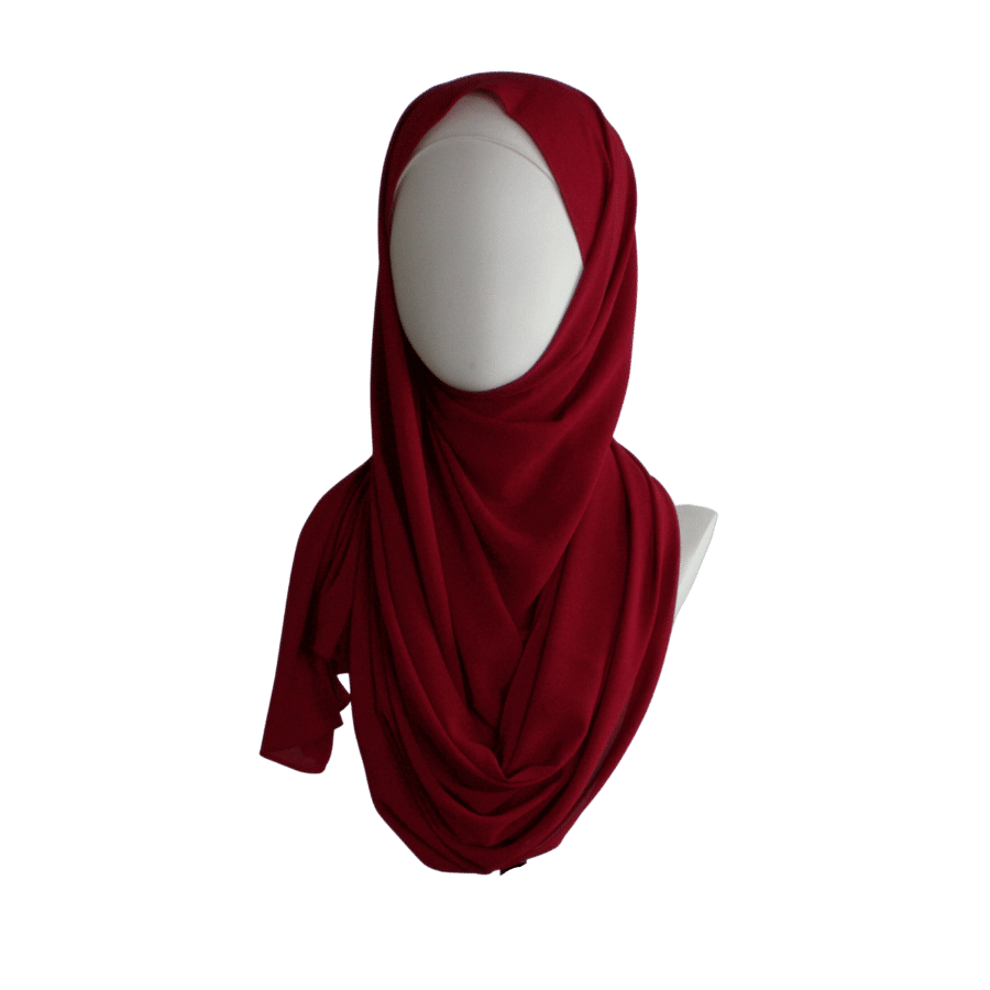 Deep red chiffon hijab scarf | Maxi red chiffon hijab | Lina Zibdeh