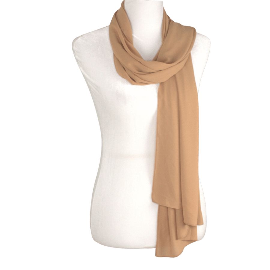 Golden Tan chiffon hijab scarf | Maxi basic deep golden chiffon hijab | Lina Zibdeh