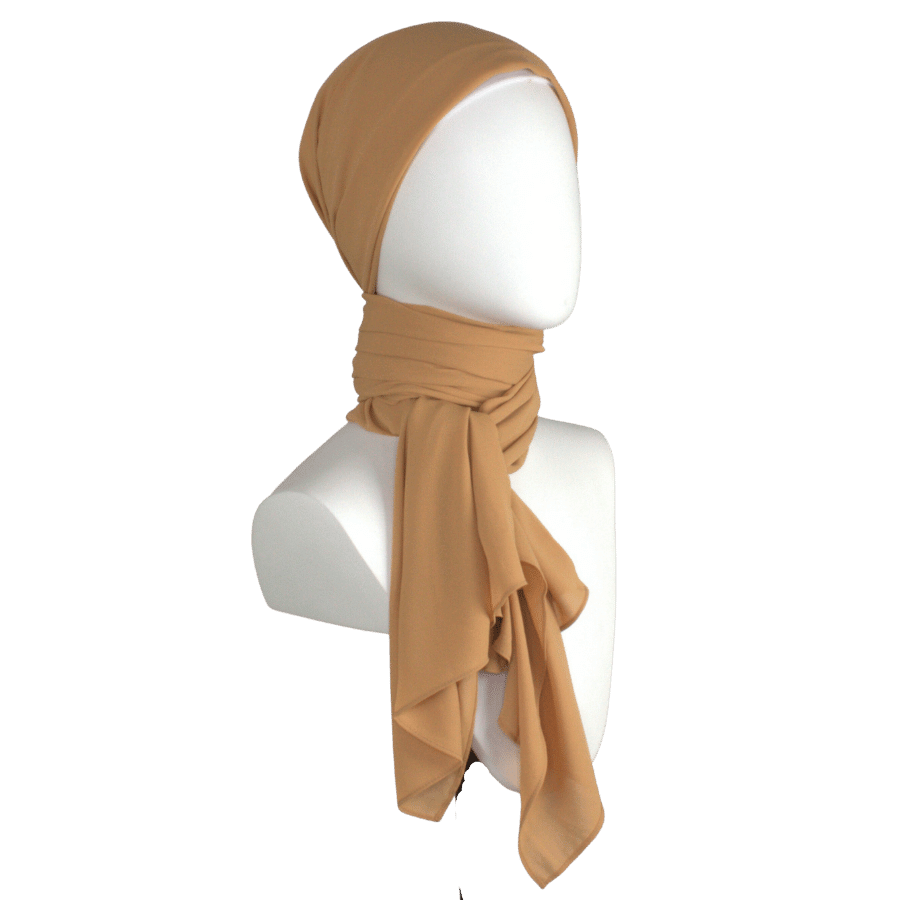 Quality Golden Tan chiffon hijab scarf | Maxi basic deep golden chiffon hijab | Lina Zibdeh