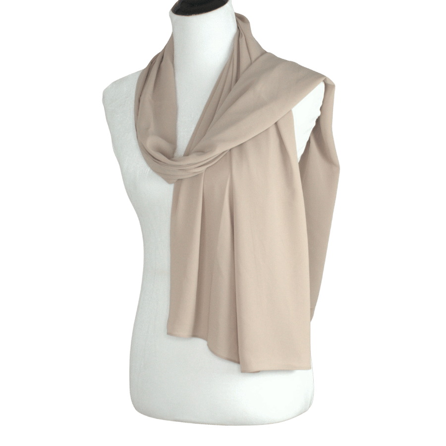 High-end Beige chiffon hijab scarf | Maxi basic neutral chiffon hijab | Lina Zibdeh