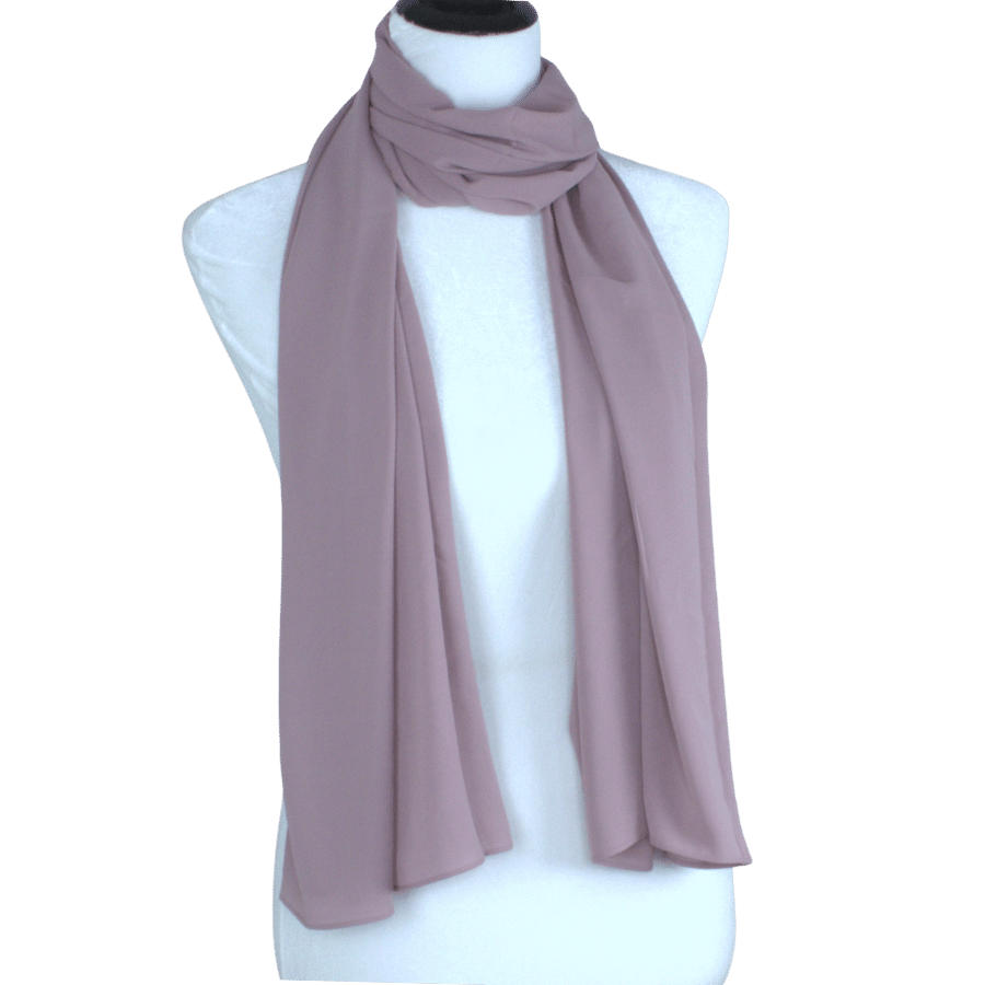 High-end Mauve chiffon hijab scarf | Maxi dusty mauve chiffon hijab | Lina Zibdeh