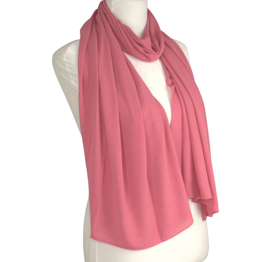 Premium quality Coral Pink chiffon hijab scarf | Maxi Coral Pink chiffon hijab | Lina Zibdeh