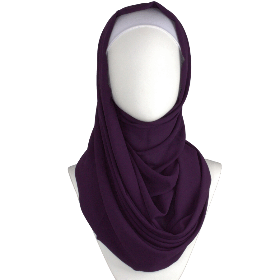 High-Quality Eggplant Chiffon Hijab Maxi Size | Lina Zibdeh
