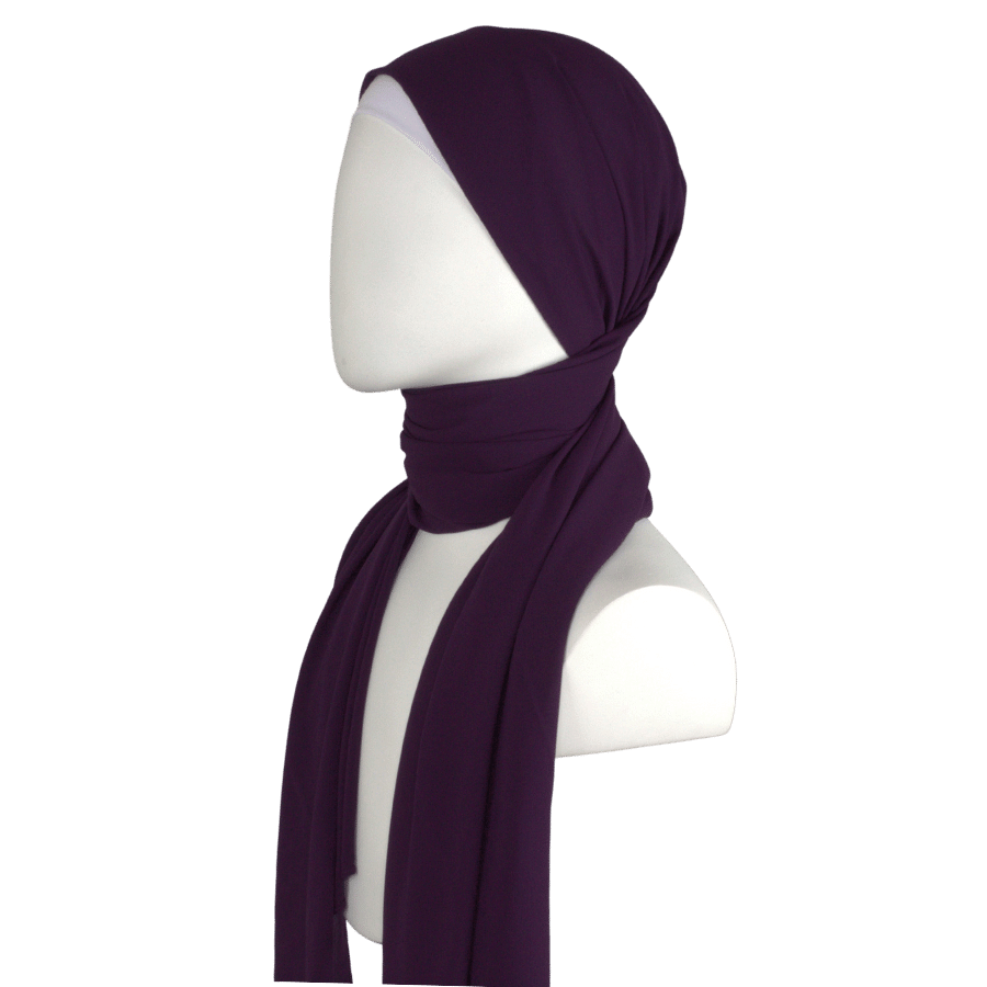 High-Quality Eggplant Purple Chiffon Hijab Maxi Size | Lina Zibdeh
