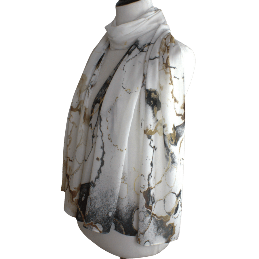 Marble Chiffon Hijab Scarf for special occasions | Metallic Gold Silver Hijab | Lina Zibdeh