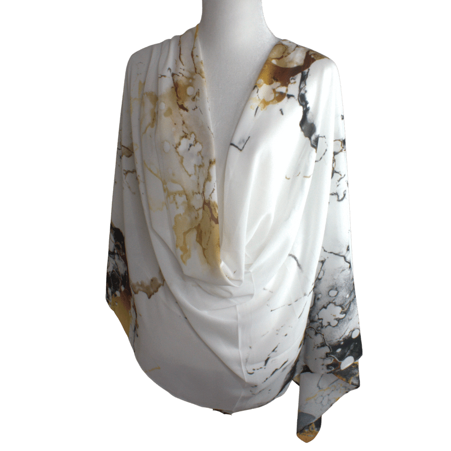 Marble Chiffon Hijab Scarf for special occasions | Metallic Gold Silver Hijab | Lina Zibdeh