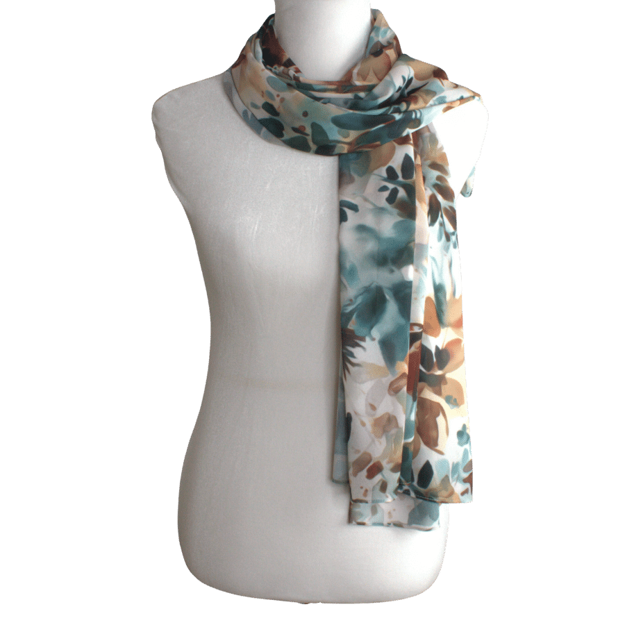 High-end floral hijab scarf chiffon | fall printed hijab maxi size | Lina Zibdeh