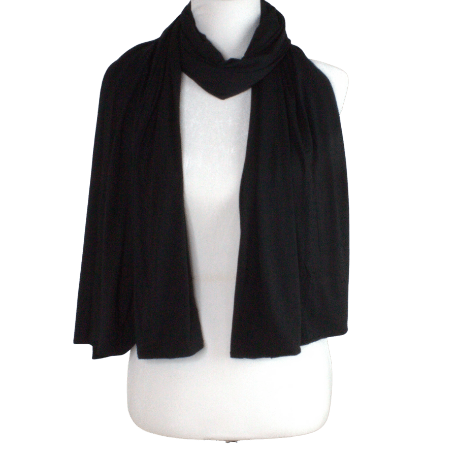 Bamboo Jersey Hijab Black - Maxi Size Premium Quality