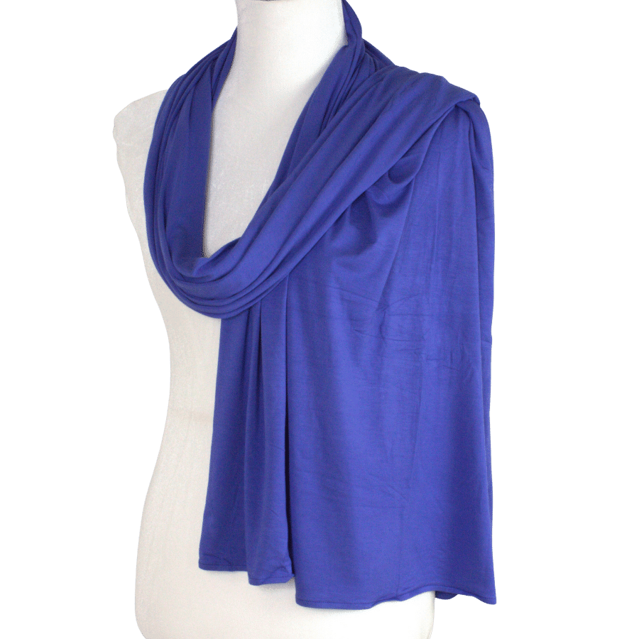 Bamboo Jersey Hijab Violet Blue  - Maxi Size (But Not Bulky!)