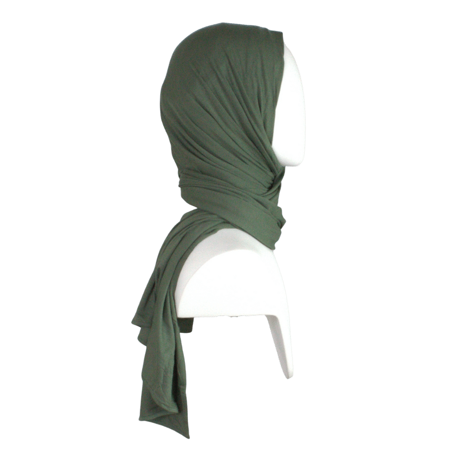 Bamboo Jersey Hijab Olive Green  - Maxi Size premium quality