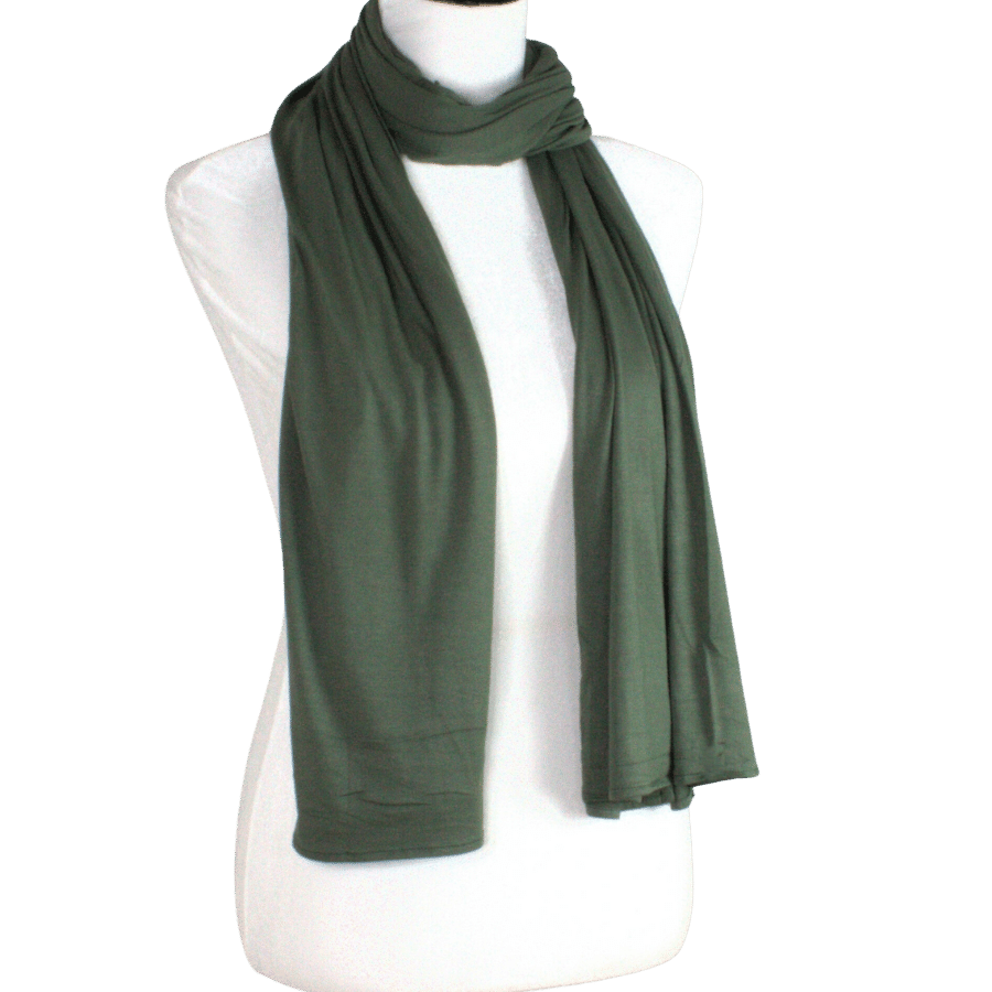 Bamboo Jersey Hijab Army Green  - Maxi size (But Not Bulky!)