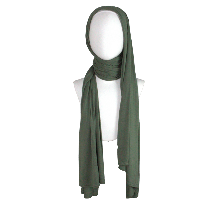 Bamboo Jersey Hijab Army Green  - Maxi size (But Not Bulky!)