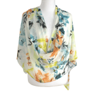 Floral Chiffon Hijab | Teal Orange printed hijab  | Lina Zibdeh