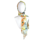 Unique floral hijab scarf chiffon | Teal, orange, green hijab | Lina Zibdeh