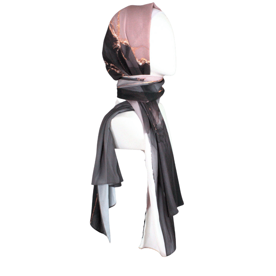 High-end Maxi Hijab Scarf for special occasions | Black Mauve Hijab | Lina Zibdeh