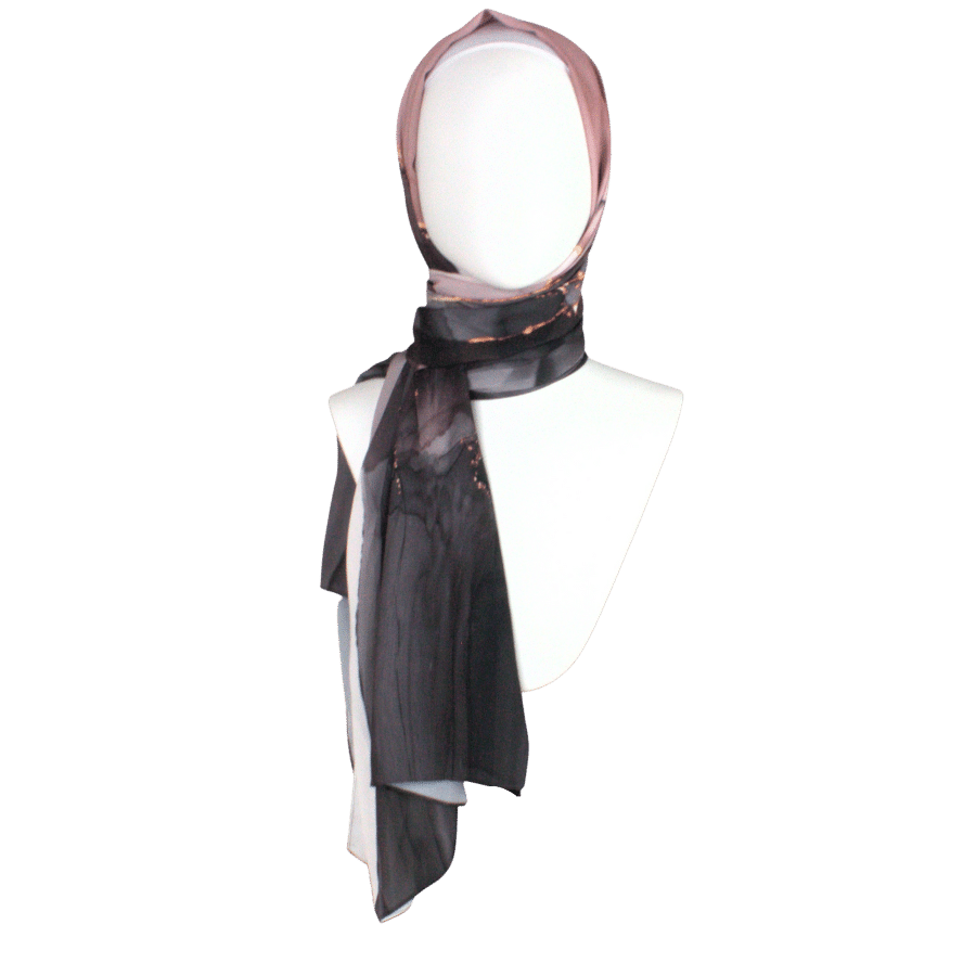 High-end Maxi Hijab Scarf for special occasions | Black Mauve Hijab | Lina Zibdeh