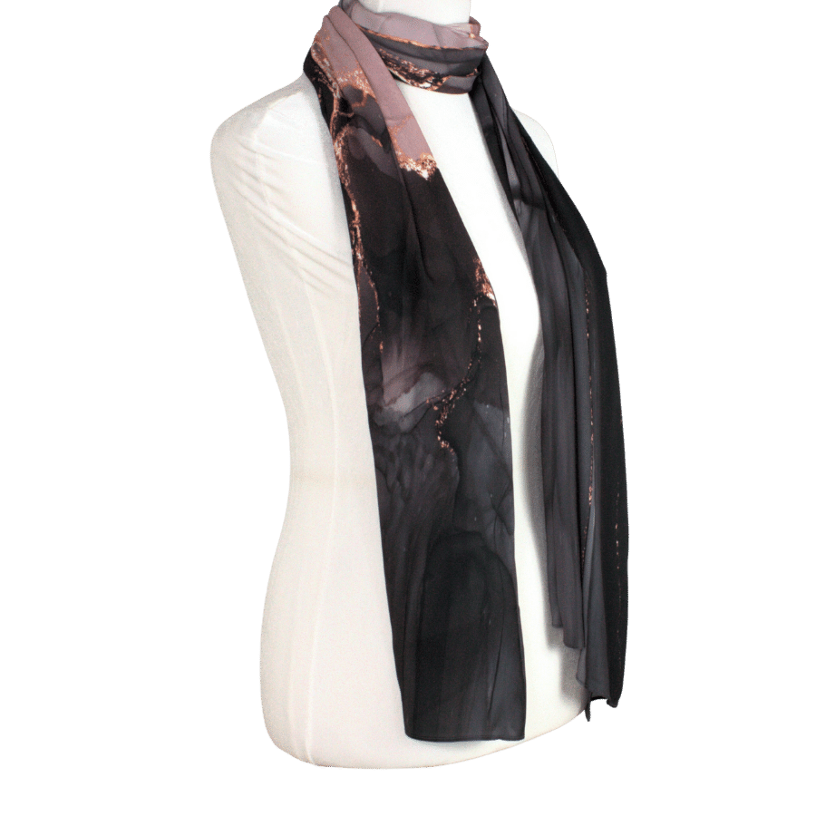 Fancy Maxi Hijab Scarf for special events | Black Mauve Hijab | Lina Zibdeh