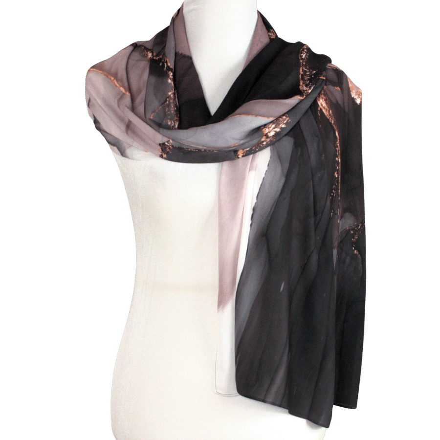 Fancy Maxi Hijab Scarf for special events | Black Mauve Hijab | Lina Zibdeh