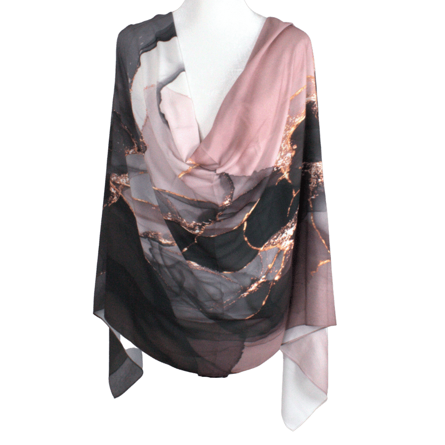 Marble Maxi Hijab Scarf for special events | Black Mauve Hijab | Lina Zibdeh