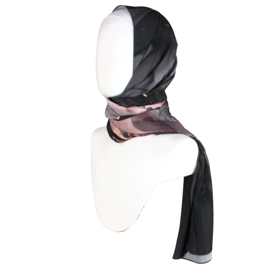 Marble Maxi Hijab Scarf for special events | Black Mauve Hijab | Lina Zibdeh