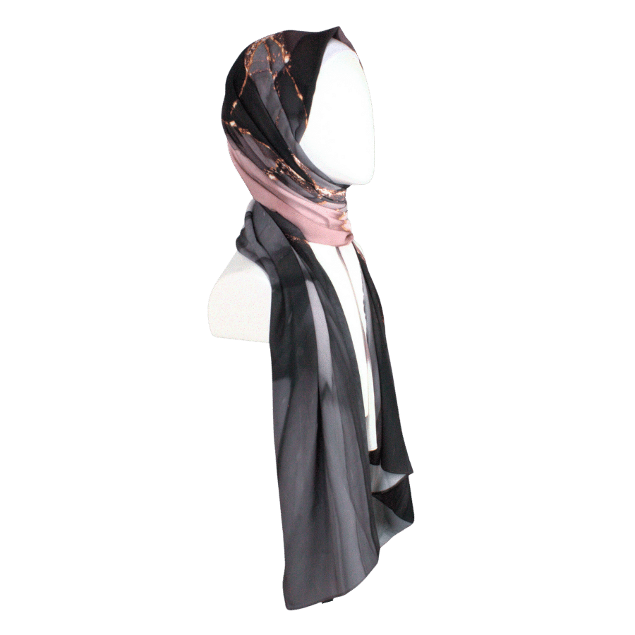 Marble Maxi Hijab Scarf for special events | Black Mauve Hijab | Lina Zibdeh