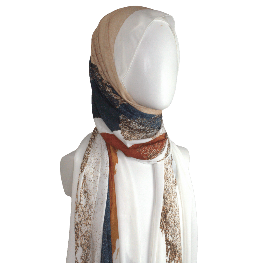 Fancy printed hijab scarf for work and everyday needs. Premium Soft Crepe Chiffon Hijab | Lina Zibdeh