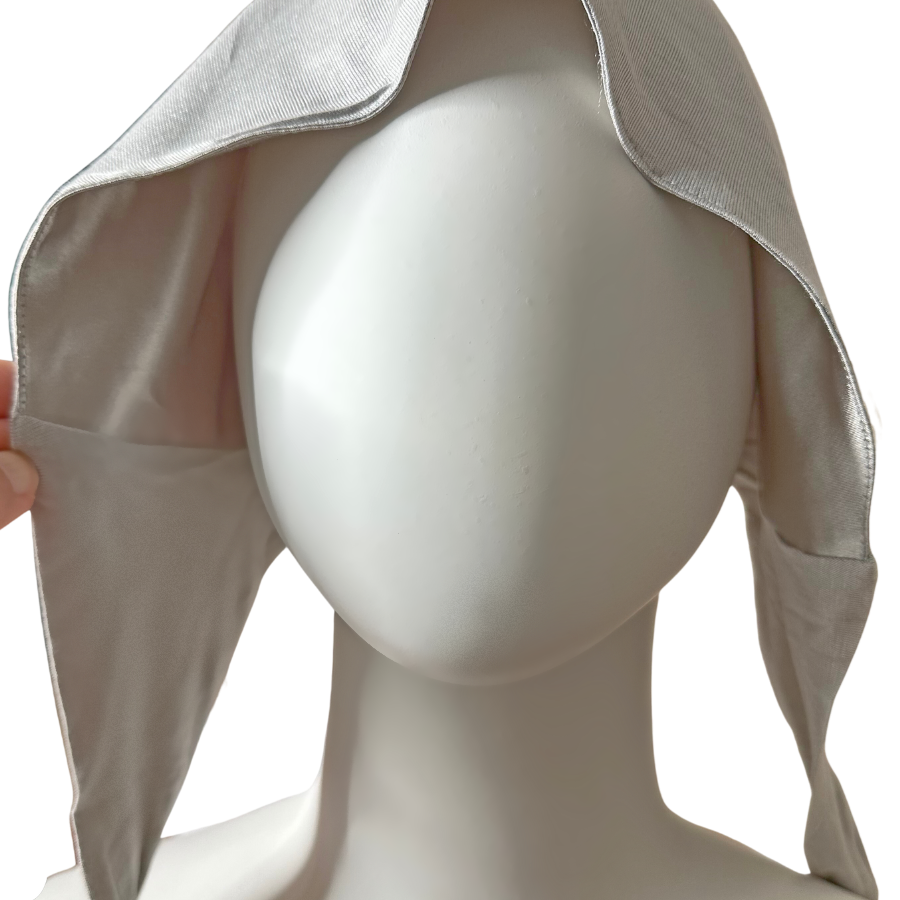 Satin Lined Silver Tie-Back Hijab Cap - NEW