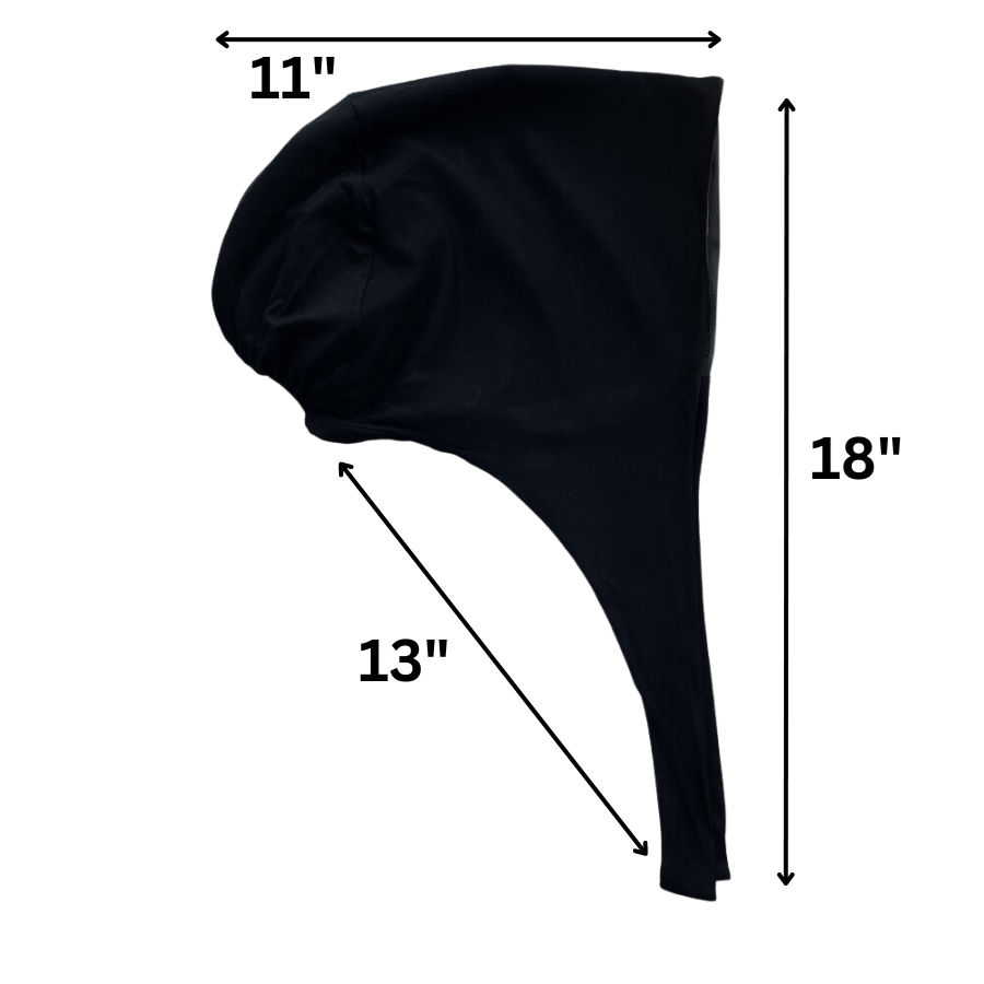 Satin Lined Black Tie-Back Hijab Cap - NEW