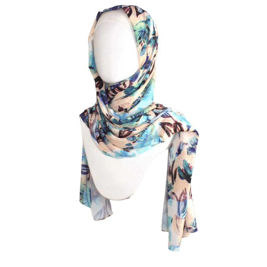 Floral hijab scarf for your elegant occasions - Maxi size Premium Quality | Lina Zibdeh