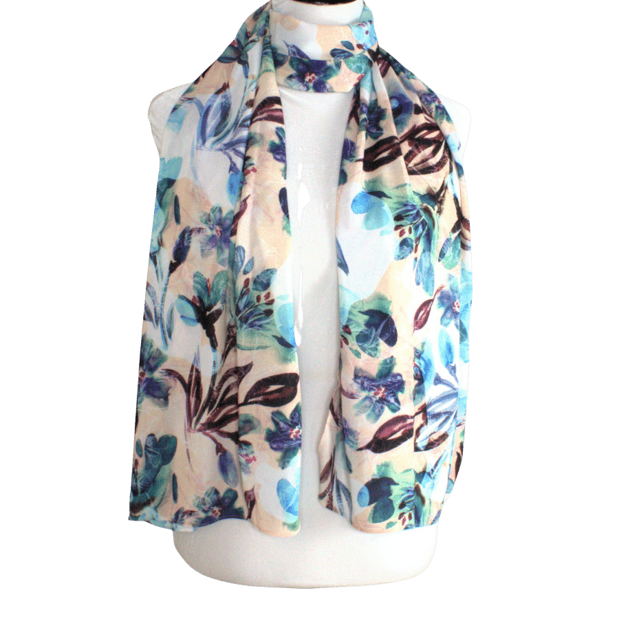 Floral hijab scarf for your elegant occasions - Maxi size Premium Quality