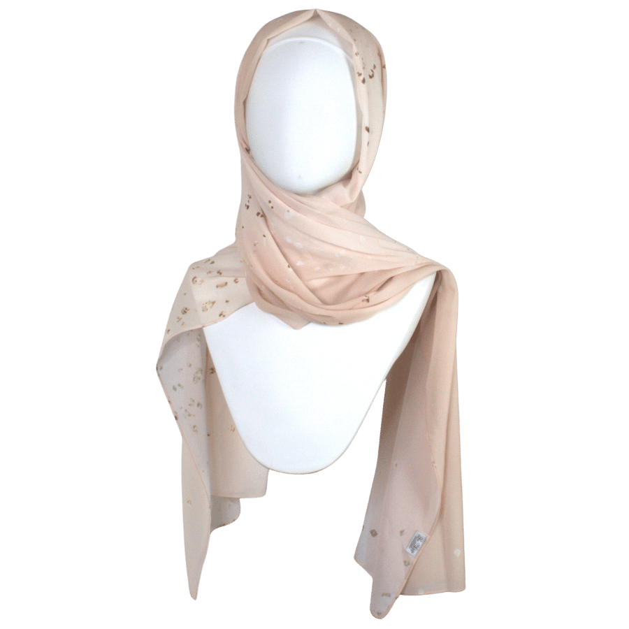 High End Chiffon Hijab Scarf for special occasions | Fancy Blush Neutral Hijab | Lina Zibdeh