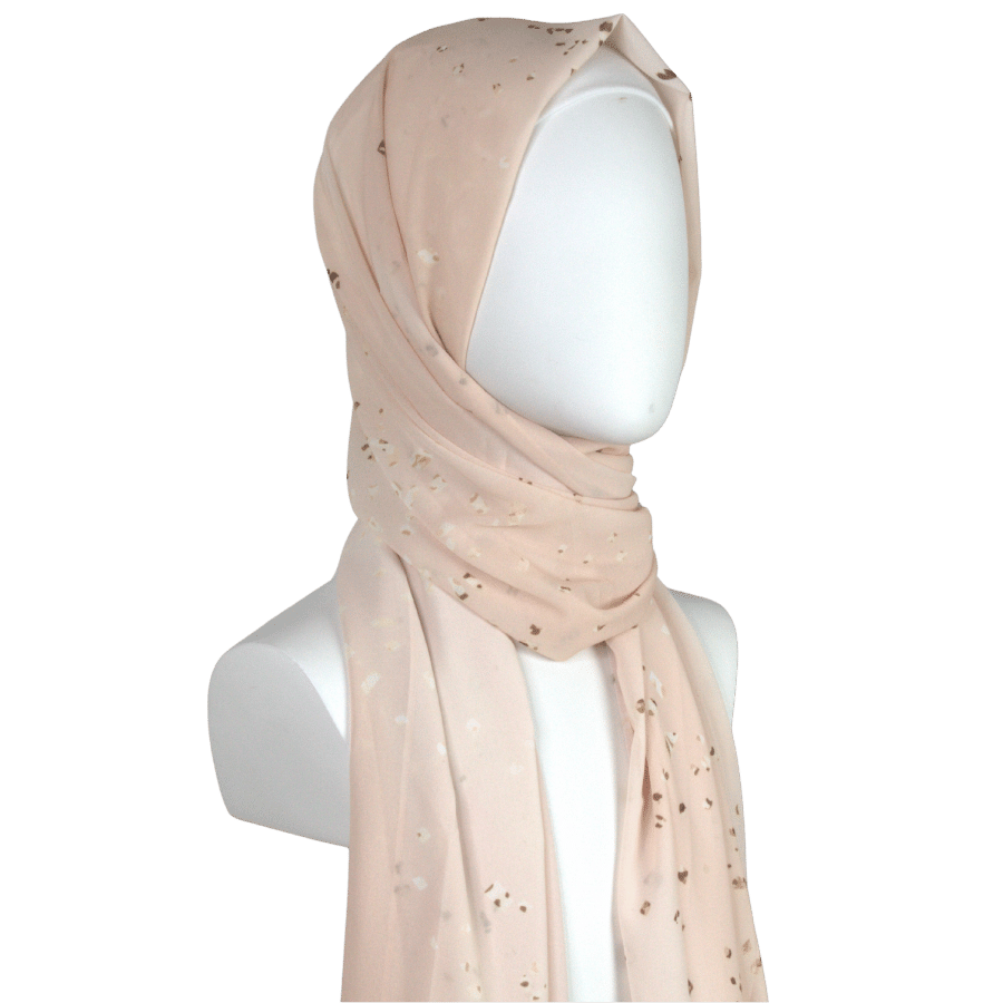 High-End Chiffon Hijab Scarf for special occasions | Fancy Blush Neutral Hijab | Lina Zibdeh