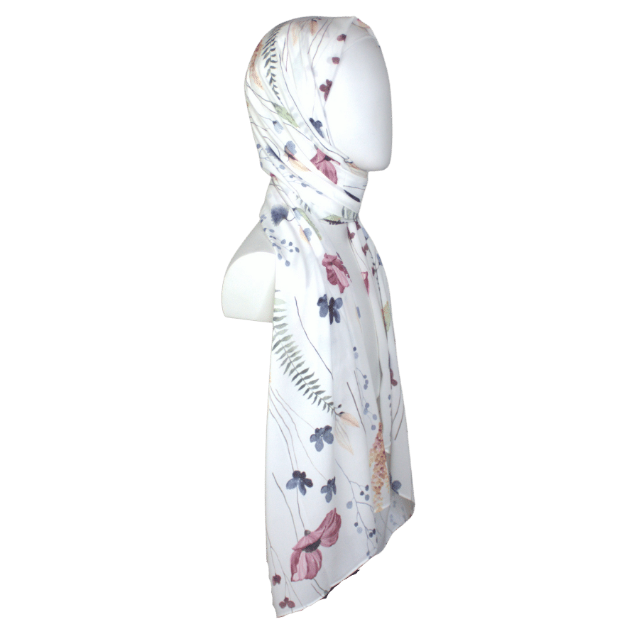 A Floral Meadow Premium Soft Crepe Chiffon Hijab -NEW