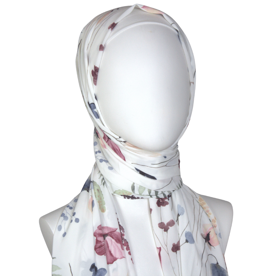 A Floral Meadow Premium Soft Crepe Chiffon Hijab -NEW