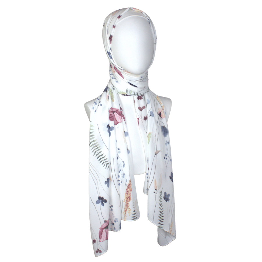 A Floral Meadow Premium Soft Crepe Chiffon Hijab -NEW